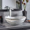 Lavabo de salle de bain vasque rond en verre de Murano fait à la main 16 po Roma
