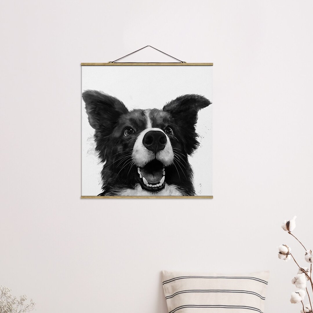 Stoffbild Illustration Dog Border Collie von Laura Graves