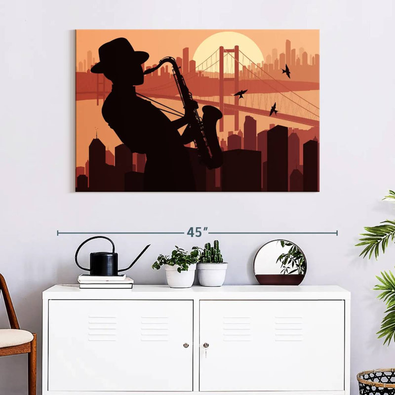 Abarca Sax Player Silhouette, 30" H x 45" W