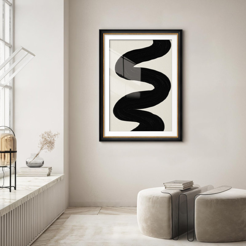 Abstrait noir et blanc, coups de pinceau, illustrations modernes, impressionnisme, art mural, Oui