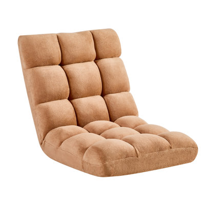 Floor Chair, 14 Adjustable Positions Folding Floor Gaming Chair with Back Support, Sturdy Metal Frame with Recycled Foam and Coral Fleece Surface, Multifunctional for Reading, Relaxing, Brown