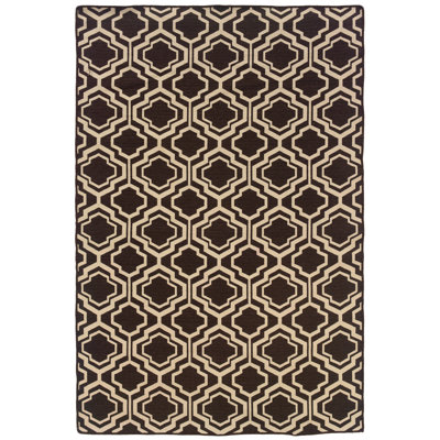 Tapis brun / naturel en laine touffeté à la main à motif géométrique 5 pi x 8 pi Bloomfield Hills