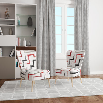 Chaise d'appoint rembourrée en velours multicolore à motif géométrique tendance