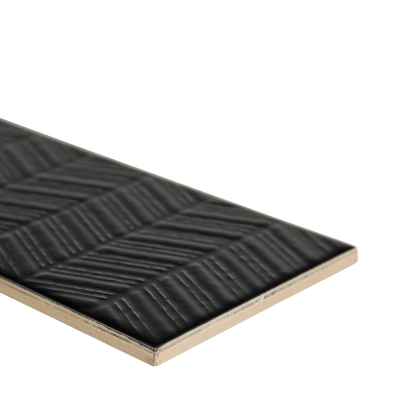 Metrola 3D Mix 4 in. x 12 in. Glossy Ceramic Subway Wall Tile, Carbon