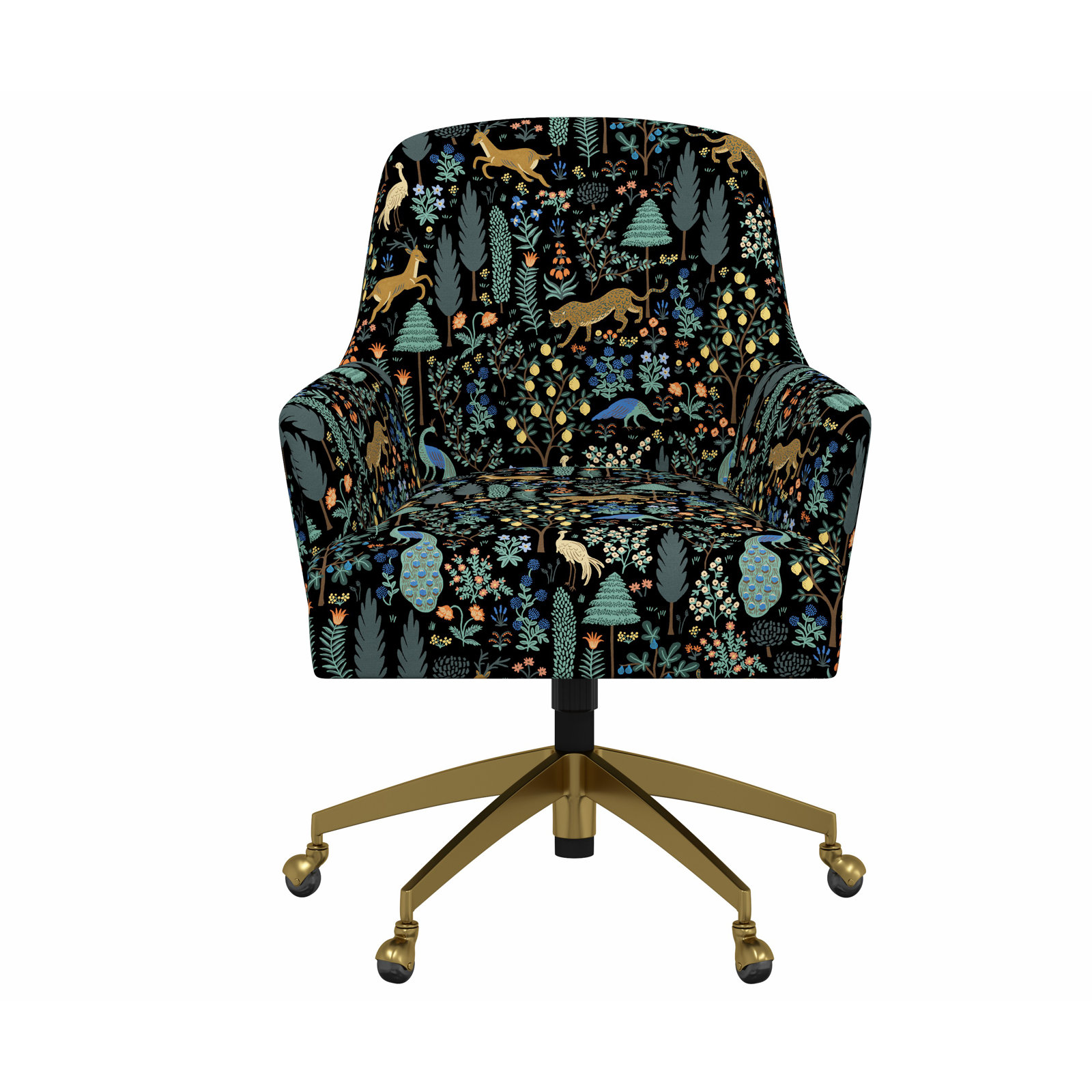 Yvette Chair, Rpc Menagerie Black Linen, Brushed Gold