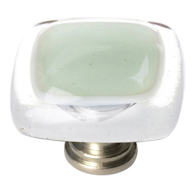Square Knob, Polished Chrome, Spruce Green