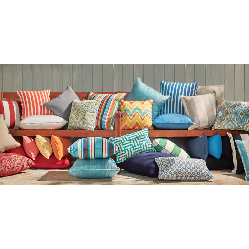  Outdoor Sunbrella Throw Pillow, Cabana Classic Black Stripe Sunbrella®, 22", 22"