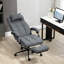 Fauteuil de bureau pivotant en tissu à haut dossier avec repose-pieds rétractable à hauteur réglable, appui-tête et accoudoir rembourré