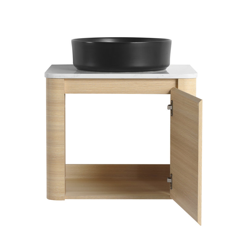 Ensemble de meuble-lavabo simple 24 po avec lavabo en céramique, Noir mat