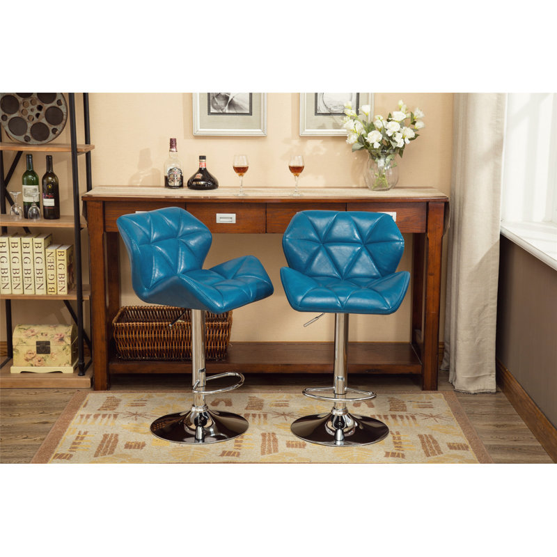 Ensemble de tabourets de bar hydrauliques confortables et réglables pour une expérience d'assise élégante, Bleu