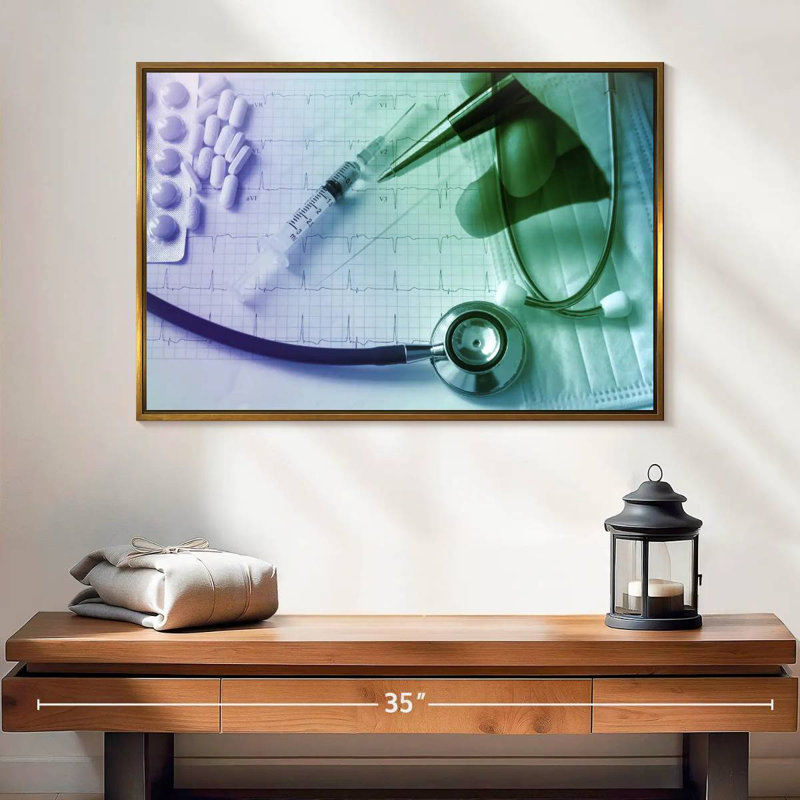 L'assurance médicale médicale, 25 po x 17 po, Cadre flottant doré