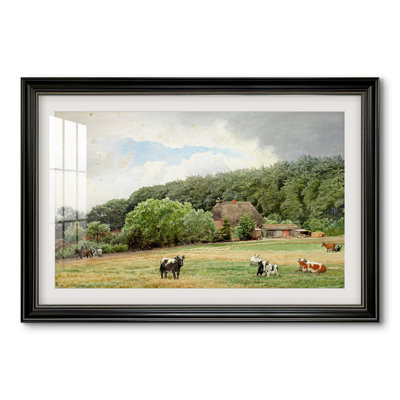 Ferme avec des vaches au pâturage (Bondegård med beitende kuer), 1892-Hans Gude-Custom Framed Print