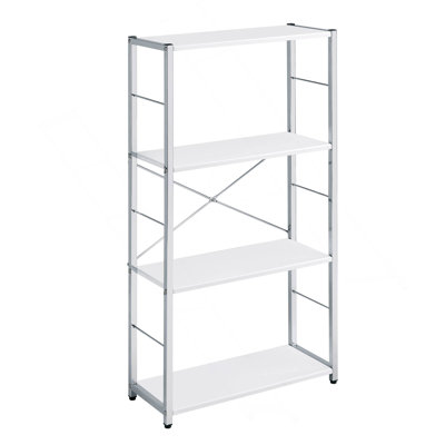 Bibliothèque blanche et chrome à 4 niveaux