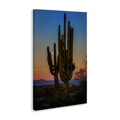 Art mural sur toile silhouettes de cactus avec lune par Rick Berk