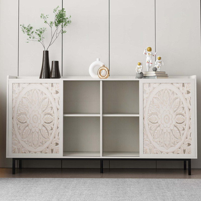 Armoire de rangement en bois massif avec porte coulissante rustique pour le salon