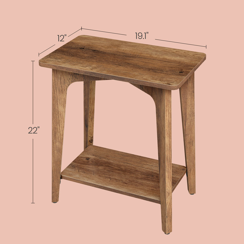 Table d'appoint à 2 niveaux, petite table de bout rectangulaire, Brun