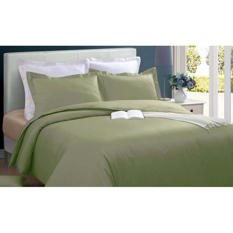 Cotton Duvet Cover, King + 2 Shams, Sage