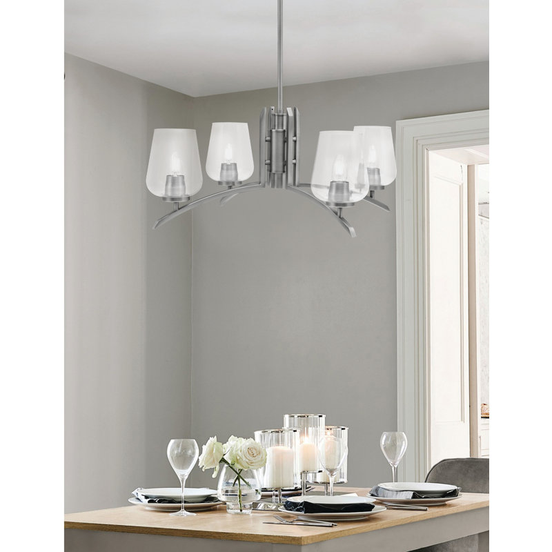 Lustre lumineux avec verre à bulles transparent 5 po, H 58,25 po x l 26,75 po x P 26,75 po, Graphite, 4