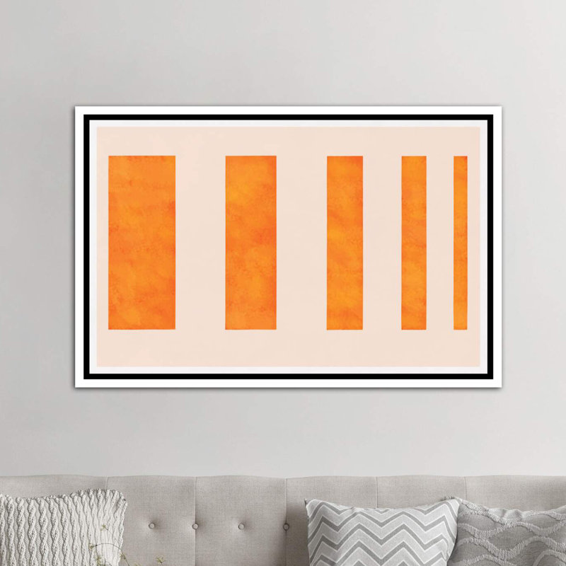 " Orange Levies ", White Framed Canvas, 26" H x 40" W x 1.5" D