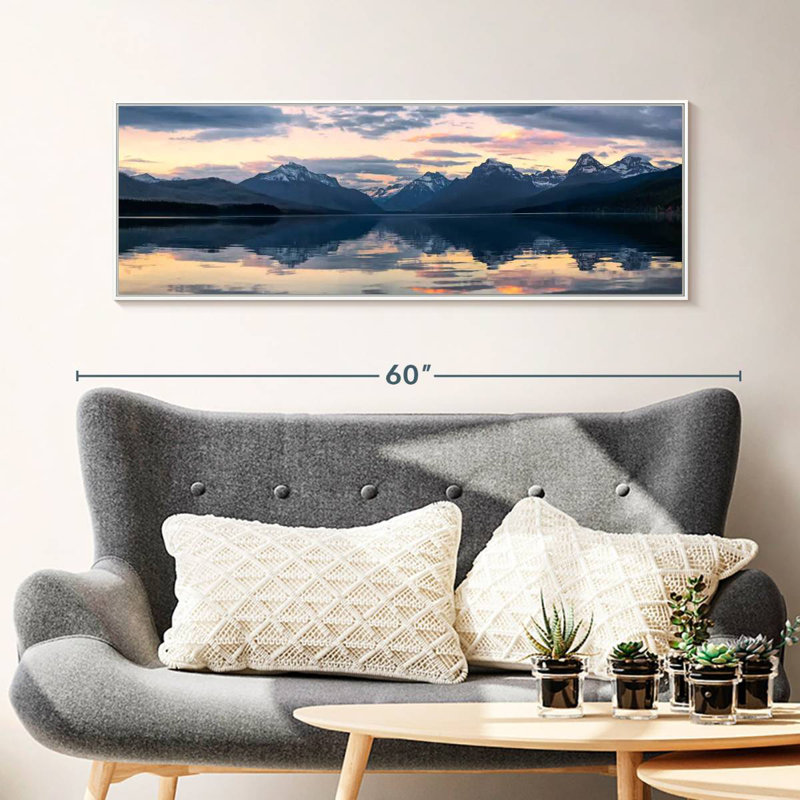 Lac Mcdonald, 46" X 16", Cadre flottant blanc