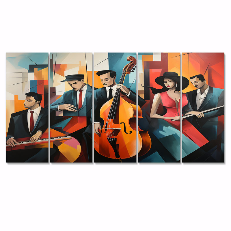 Lesdain - Ensemble 5 pièces d'art mural, H 28 po x l 60 po