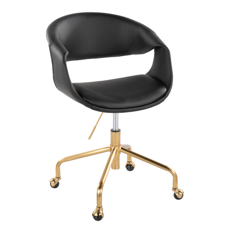 Arshad Upholstered 4-Star Task Chair, Black, Gold