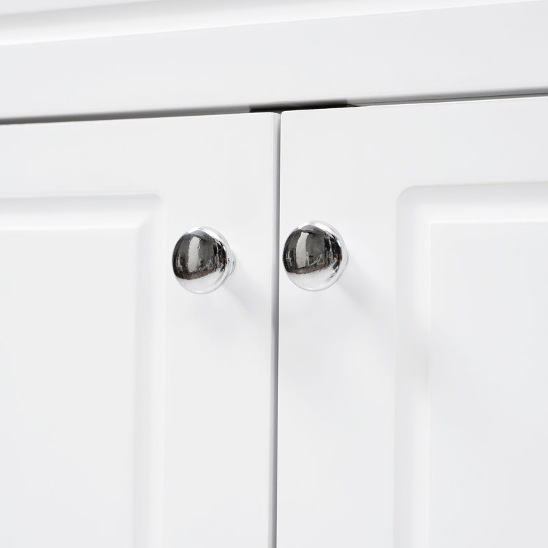 Meuble-lavabo 46 po sans lavabo, armoire seulement, 6 tiroirs à fermeture en douceur et portes doubles avec tablettes à 2 niveaux, pieds en pin massif, blanc