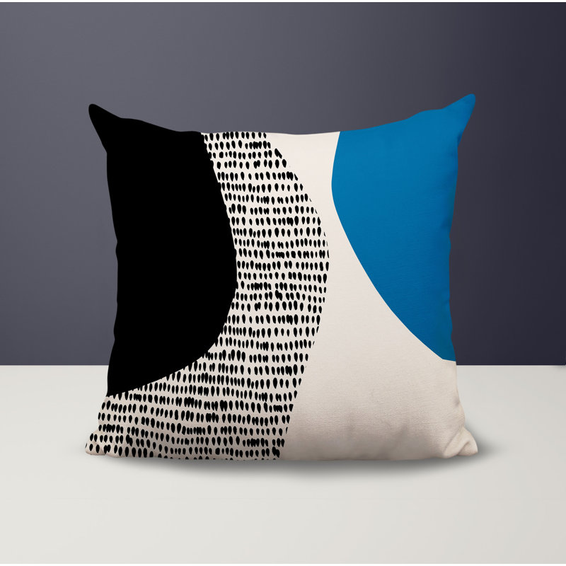 Coussin carré intérieur / extérieur pia, H 17 po x l 17 po, Turquoise / noir / blanc cassé