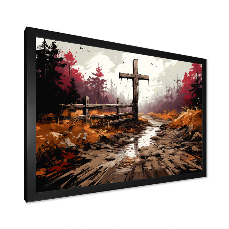«Christian Serenity», art mural mural, Cadre d'angle fermé noir, H 12 po x l 20 po x P 1 po
