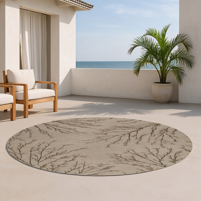 Tapis intérieur et extérieur gris Nature, Rond 5 pi