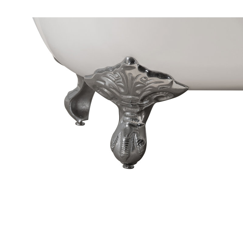 Baignoire de trempage sur pattes 61 "avec drain, pattes et plateau en bambou 61" Streamline, Chrome poli, Chrome poli