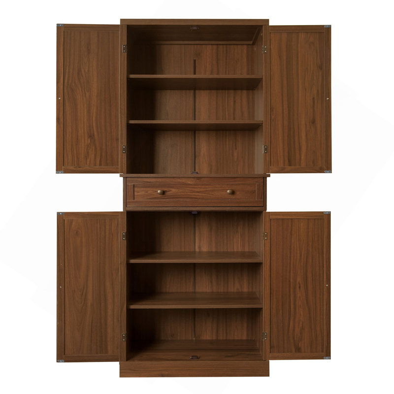Armoire à 4 portes avec 1 tiroir, 4 tablettes intérieures réglables, armoire de rangement