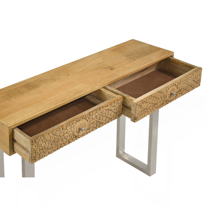 Harmony Natural And Silver 2-Drawer Console Table