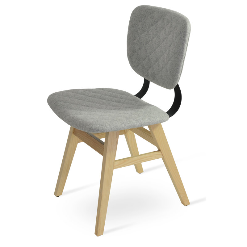 Chaise de salle à manger Hazal, Bois de frêne naturel, Blanc familier