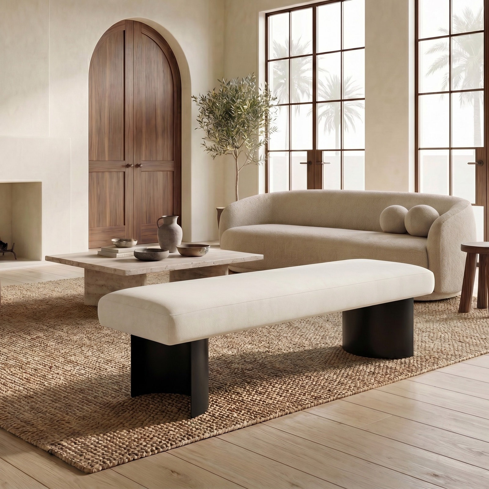 Axelle Bench, White