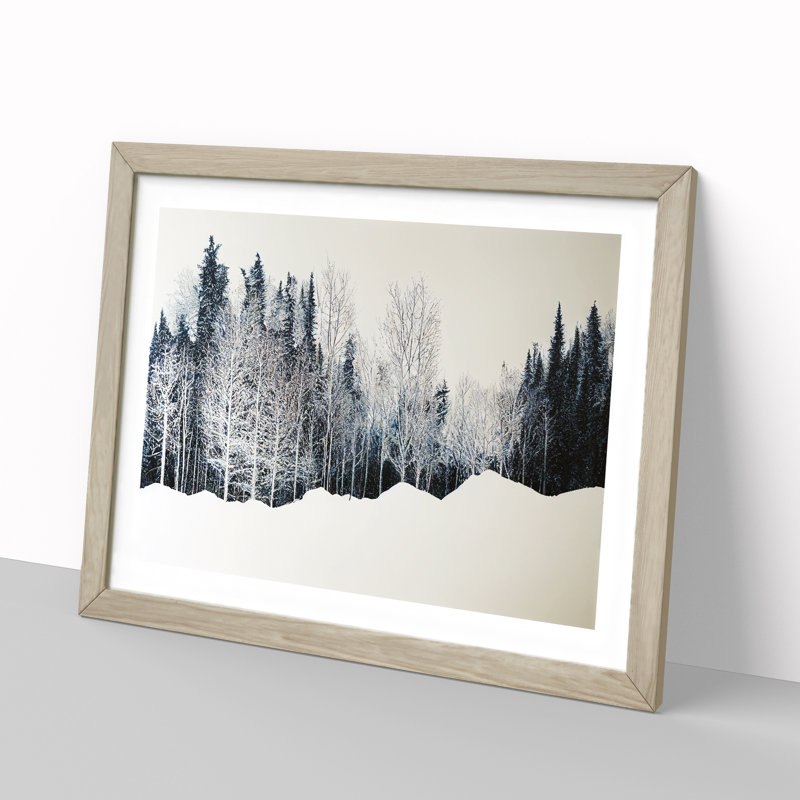 Engaging Winter Forest - Single Picture Frame Print, 46cm H x 64cm W x 2cm D, Oak Framed