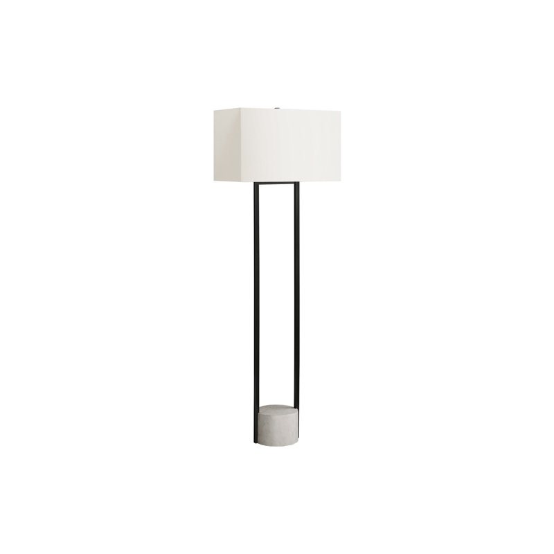 Contemporary 62 Inch Black Metal Floor Lamp With Ivory/Cream Shade | Gift Idea