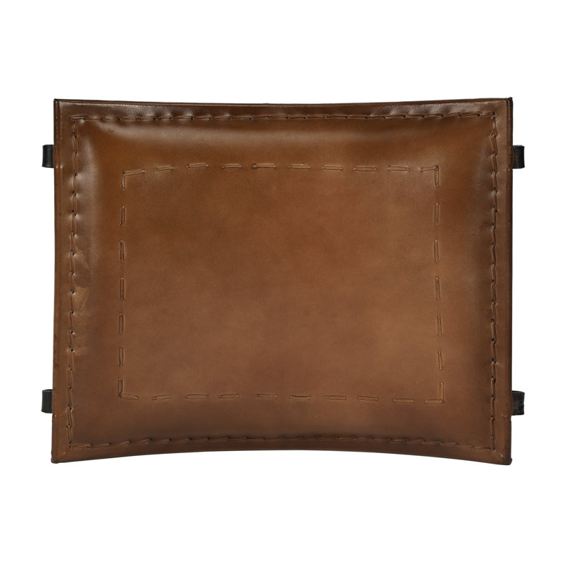 Leather Utility Stool, Brown Genuine Leather