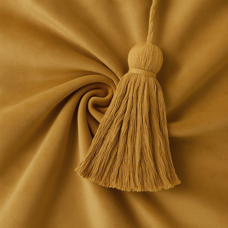 Cascade pompon au curry, Housse de couette pour très grand lit californien, Cari
