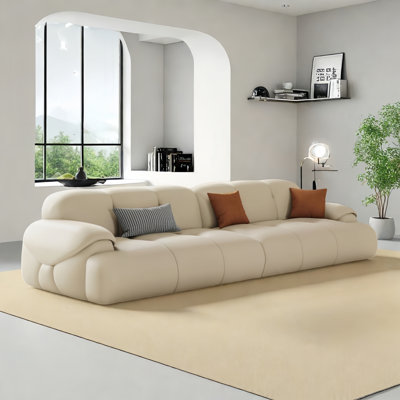Simple Cream - colored Straight - row Sofa