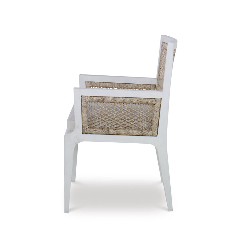 Curate Solid Wood Arm Chair, Off-White