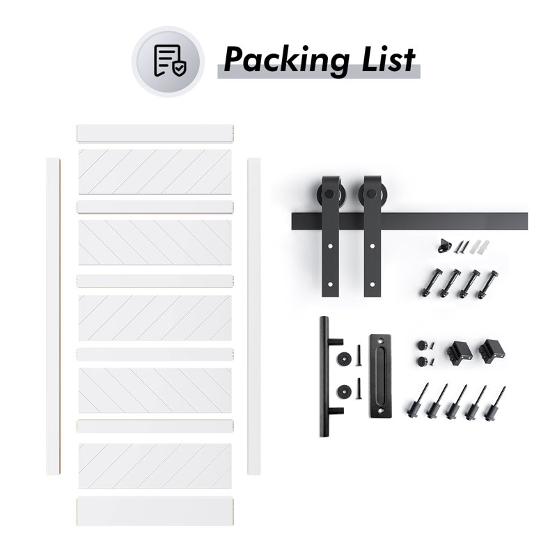 White 48" x 84" MDF Sliding Barn Door with PVC Surface