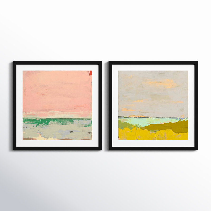 Provenve 1 & 2 by Andrea Stokes - 2 Piece Single Picture Frame Print, 24" H x 24" W x 1.25" D, Black Framed Paper
