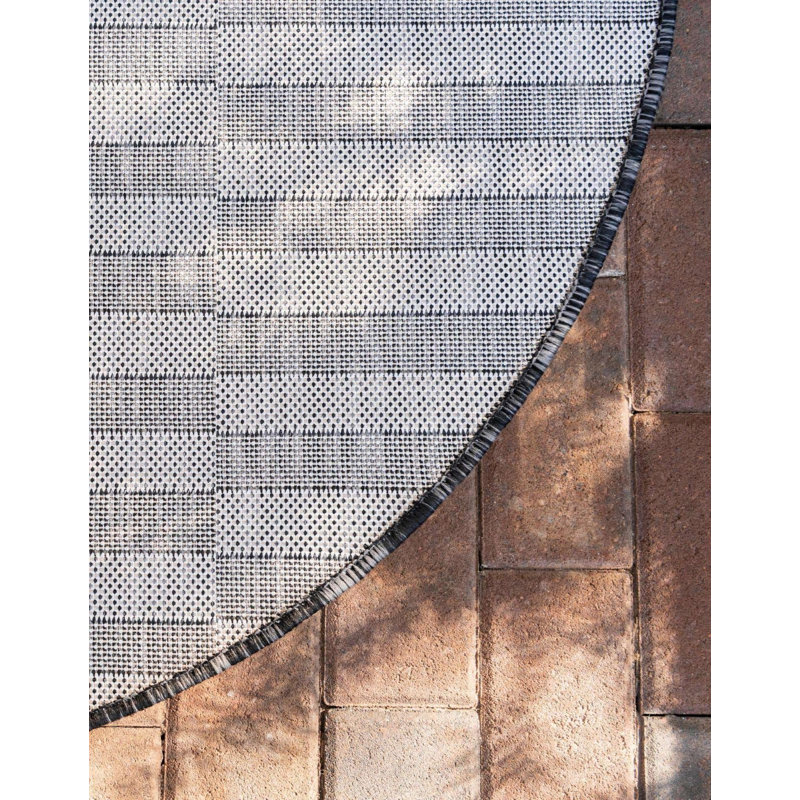 Outdoor Glimmer Area Rug Gray Color, Round 4'