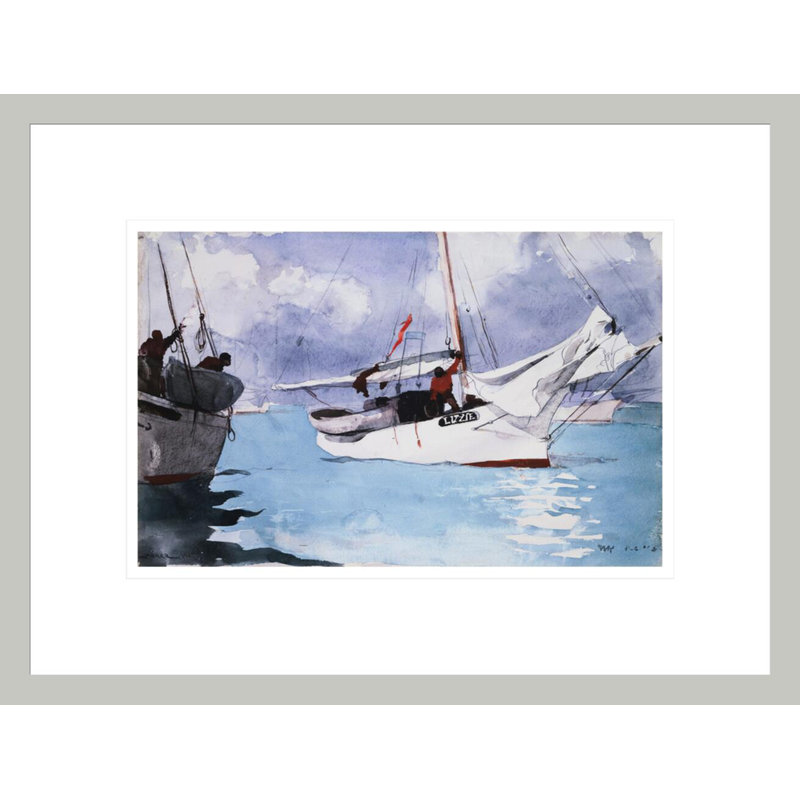«Pêche bateaux Key West» par Winslow Homer - impression giclée encadrée, 12,78 po H x 16,75 po L