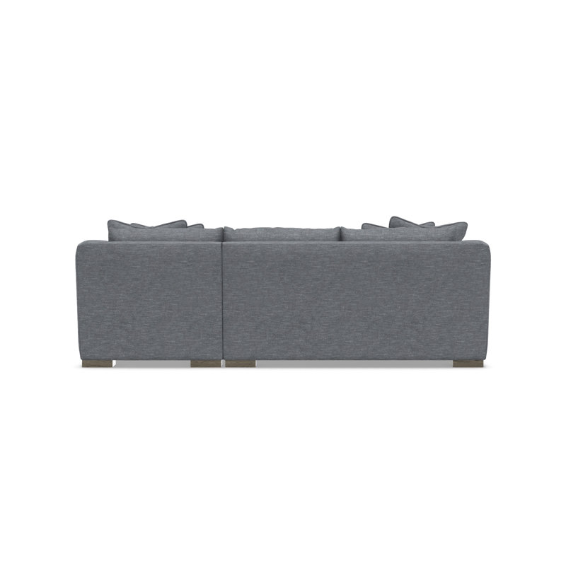 Gabi 3-Piece Fabric Sectional, Gray Polyester Blend, 35" H x  105" W x 63.5" D, Right Hand Facing