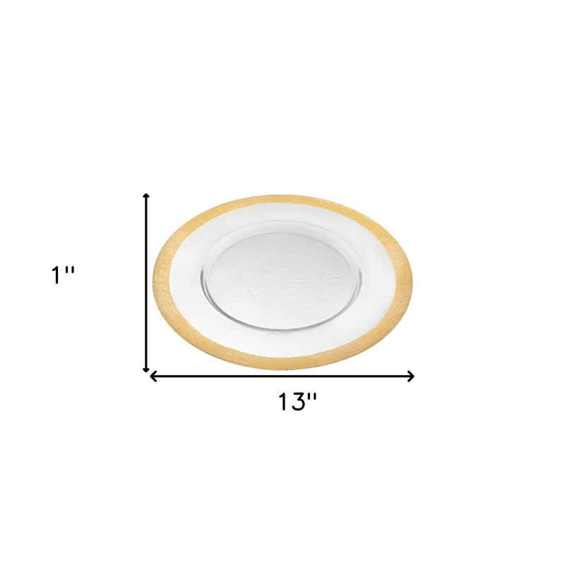 Assiette décorative en verre Divine blanc / or