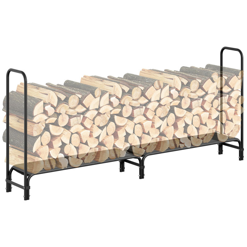4FT/8FT Black Firewood Rack, 2000Lbs/4000Lbs HeavyDuty Upgraded Wood Rack with Non-Slip Cloth Base and Thickened Steel for Outdoor and Indoor Log Storage