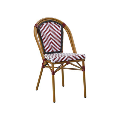 Chaise d'extérieur en métal de style bambou avec assise et dossier à chevrons
