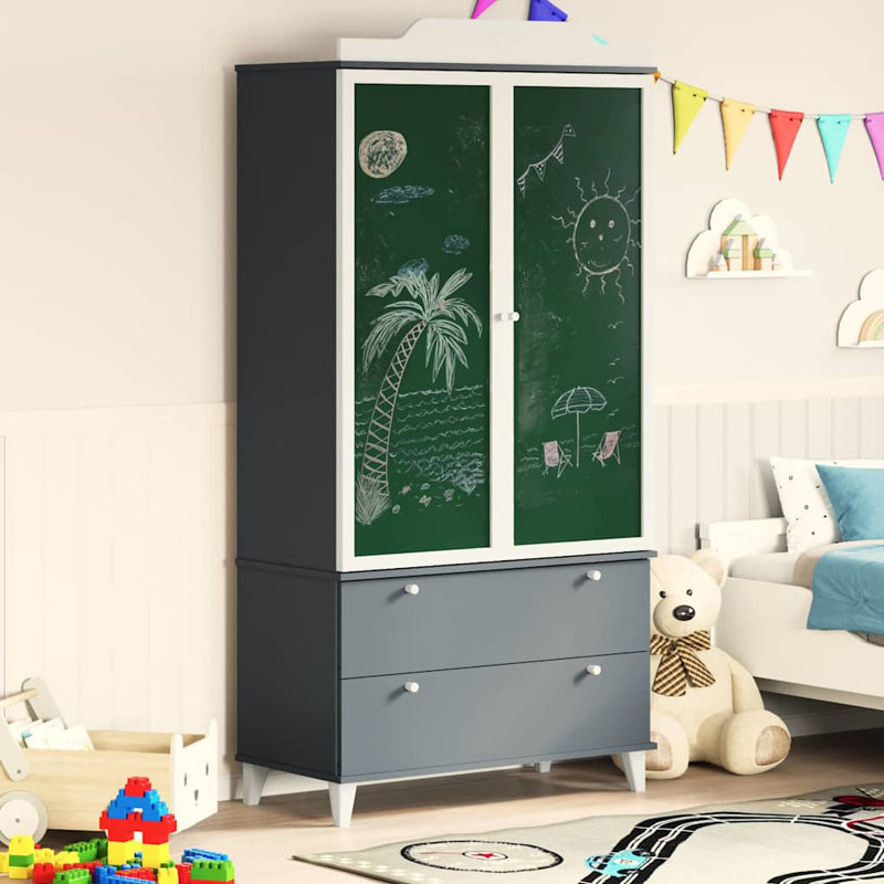 Manufactured Wood Wardrobe, Grey/White